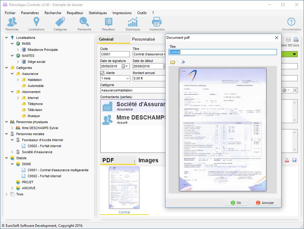 Carnet d'adresses  PersoApps Calendrier - Logiciel de gestion de